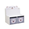 Organizator jucarii / mobilier camera copilului Bear, U-Grow, 60x42x61.5 cm, MDF, alb/gri