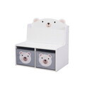 Organizator jucarii / mobilier camera copilului Bear, U-Grow, 60x42x61.5 cm, MDF, alb/gri