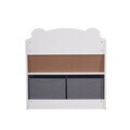 Organizator jucarii / mobilier camera copilului Bear, U-Grow, 60x42x61.5 cm, MDF, alb/gri