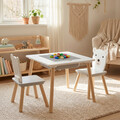 Set birou cu 2 scaune Bear, U-Grow, 60x48x44 cm / 26.5x26.5x48 cm, MDF/polipropilena, alb/natur