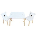 Set birou cu 2 scaune Bear, U-Grow, 60x48x44 cm / 26.5x26.5x48 cm, MDF/polipropilena, alb/natur