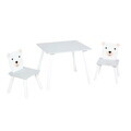 Set birou cu 2 scaune Bear, U-Grow, 60x48x44 cm / 26.5x26.5x48 cm, MDF/polipropilena, alb/natur