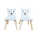 Set birou cu 2 scaune Bear, U-Grow, 60x48x44 cm / 26.5x26.5x48 cm, MDF/polipropilena, alb/natur