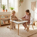 Set birou cu 2 scaune Bear, U-Grow, 60x48x44 cm / 26.5x26.5x48 cm, MDF/polipropilena, alb/natur