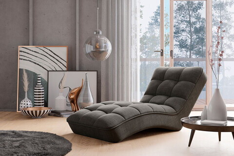 Sezlong living ELTAP, LOR-04FL, Loren, 170x85x85 cm, lemn/poliester, gri inchis
