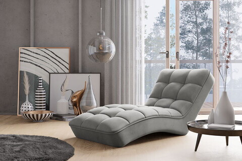 Sezlong living ELTAP, LOR-04SO, Loren, 170x85x85 cm, lemn/poliester, gri deschis