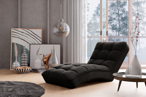 Sezlong living ELTAP, LOR-10FL, Loren, 170x85x85 cm, lemn/poliester, negru