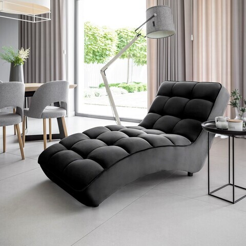 Sezlong living ELTAP, LOR-10LO, Loren, 170x85x85 cm, lemn/poliester, negru