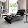 Sezlong living ELTAP, LOR-10LO, Loren, 170x85x85 cm, lemn/poliester, negru