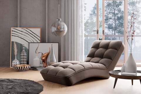 Sezlong living ELTAP, LOR-18VER, Loren, 170x85x85 cm, lemn/poliester, bej inchis