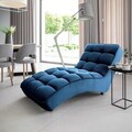 Sezlong living ELTAP, LOR-40LO, Loren, 170x85x85 cm, lemn/poliester, albastru inchis