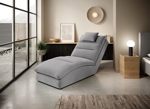 Sezlong living ELTAP, TAC-03NU, Taco, 170x85x95 cm, lemn/poliester, gri deschis