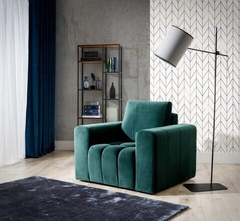 Fotoliu ELTAP, LazF_03, Lazaro, 108x89x85 cm, lemn/poliester, verde inchis