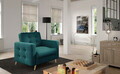 Set canapea extensibila 3 locuri si fotoliu ELTAP, Asgard, 235x95x86 cm / 107x92x86 cm, lemn/poliester, turcoaz