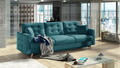 Set canapea extensibila 3 locuri si fotoliu ELTAP, Asgard, 235x95x86 cm / 107x92x86 cm, lemn/poliester, turcoaz