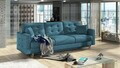 Set canapea extensibila 3 locuri si fotoliu ELTAP, Asgard, 235x95x86 cm / 107x92x86 cm, lemn/poliester, albastru