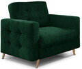 Set canapea extensibila 3 locuri si fotoliu ELTAP, Asgard, 235x95x86 cm / 107x92x86 cm, lemn/poliester, verde inchis