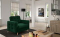 Set canapea extensibila 3 locuri si fotoliu ELTAP, Asgard, 235x95x86 cm / 107x92x86 cm, lemn/poliester, verde inchis