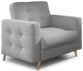 Set canapea extensibila 3 locuri si fotoliu ELTAP, Asgard, 235x95x86 cm / 107x92x86 cm, lemn/poliester, gri deschis