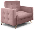 Set canapea extensibila 3 locuri si fotoliu ELTAP, Asgard, 235x95x86 cm / 107x92x86 cm, lemn/poliester, roz