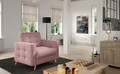 Set canapea extensibila 3 locuri si fotoliu ELTAP, Asgard, 235x95x86 cm / 107x92x86 cm, lemn/poliester, roz