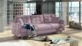 Set canapea extensibila 3 locuri si fotoliu ELTAP, Asgard, 235x95x86 cm / 107x92x86 cm, lemn/poliester, roz