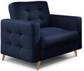 Set canapea extensibila 3 locuri si fotoliu ELTAP, Asgard, 235x95x86 cm / 107x92x86 cm, lemn/poliester, albastru inchis
