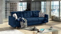 Set canapea extensibila 3 locuri si fotoliu ELTAP, Asgard, 235x95x86 cm / 107x92x86 cm, lemn/poliester, albastru inchis