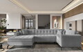 Coltar extensibil stanga 5 locuri ELTAP, MON-LT-03NU, Montez, 340x180x93 cm, lemn/poliester, gri deschis