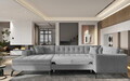 Coltar extensibil stanga 5 locuri ELTAP, MON-LT-03NU, Montez, 340x180x93 cm, lemn/poliester, gri deschis