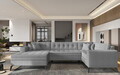 Coltar extensibil stanga 5 locuri ELTAP, MON-LT-04FL, Montez, 340x180x93 cm, lemn/poliester, gri deschis