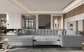 Coltar extensibil stanga 5 locuri ELTAP, MON-LT-04FL, Montez, 340x180x93 cm, lemn/poliester, gri deschis