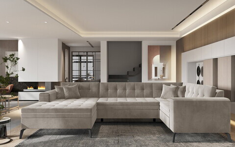 Coltar extensibil stanga 5 locuri ELTAP, MON-LT-18SO, Montez, 340x180x93 cm, lemn/poliester, bej