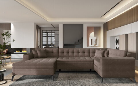 Coltar extensibil stanga 5 locuri ELTAP, MON-LT-22PO, Montez, 340x180x93 cm, lemn/poliester, maro