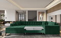 Coltar extensibil stanga 5 locuri ELTAP, MON-LT-35LO, Montez, 340x180x93 cm, lemn/poliester, verde inchis