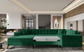 Coltar extensibil stanga 5 locuri ELTAP, MON-LT-35LU, Montez, 340x180x93 cm, lemn/poliester, verde inchis