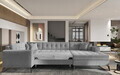 Coltar extensibil dreapta 5 locuri ELTAP, MON-RT-03NU, Montez, 340x180x93 cm, lemn/poliester, gri deschis