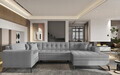 Coltar extensibil dreapta 5 locuri ELTAP, MON-RT-04FL, Montez, 340x180x93 cm, lemn/poliester, gri deschis