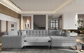 Coltar extensibil dreapta 5 locuri ELTAP, MON-RT-04FL, Montez, 340x180x93 cm, lemn/poliester, gri deschis