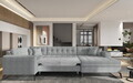 Coltar extensibil dreapta 5 locuri ELTAP, MON-RT-04GO, Montez, 340x180x93 cm, lemn/poliester, gri deschis
