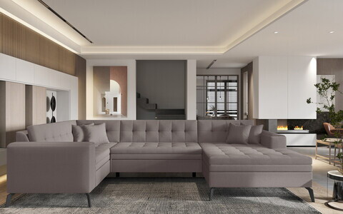 Coltar extensibil dreapta 5 locuri ELTAP, MON-RT-07SA, Montez, 340x180x93 cm, lemn/poliester, bej