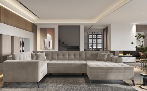 Coltar extensibil dreapta 5 locuri ELTAP, MON-RT-18SO, Montez, 340x180x93 cm, lemn/poliester, bej