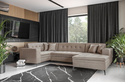 Coltar extensibil dreapta 5 locuri ELTAP, MON-RT-20NU, Montez, 340x180x93 cm, lemn/poliester, bej