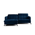 Set coltar extensibil stanga 3 locuri si taburet ELTAP, Lor_LP_04, Lorelle, 225x160x105 cm / 100x70x45 cm, lemn/poliester, albastru inchis