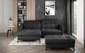 Set coltar extensibil stanga 3 locuri si taburet ELTAP, Lor_LP_05, Lorelle, 225x160x105 cm / 100x70x45 cm, lemn/poliester, gri inchis