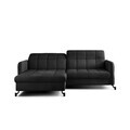 Set coltar extensibil stanga 3 locuri si taburet ELTAP, Lor_LP_05, Lorelle, 225x160x105 cm / 100x70x45 cm, lemn/poliester, gri inchis