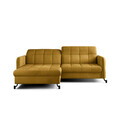 Set coltar extensibil stanga 3 locuri si taburet ELTAP, Lor_LP_06, Lorelle, 225x160x105 cm / 100x70x45 cm, lemn/poliester, mustar