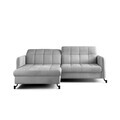 Set coltar extensibil stanga 3 locuri si taburet ELTAP, Lor_LP_07, Lorelle, 225x160x105 cm / 100x70x45 cm, lemn/poliester, gri deschis