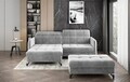 Set coltar extensibil stanga 3 locuri si taburet ELTAP, Lor_LP_11, Lorelle, 225x160x105 cm / 100x70x45 cm, lemn/poliester, gri deschis