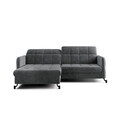Set coltar extensibil stanga 3 locuri si taburet ELTAP, Lor_LP_12, Lorelle, 225x160x105 cm / 100x70x45 cm, lemn/poliester, gri inchis